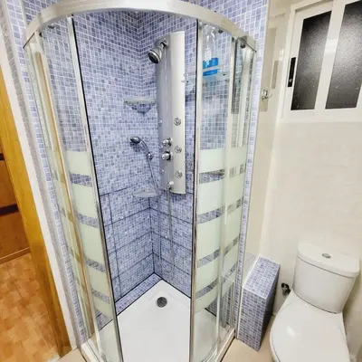 a shower in a bathroom with a toilet at Pintor 31 in Valencia