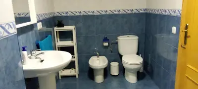 a bathroom with a toilet and a sink at La Viajera Espadan in Algimia de Almonacid