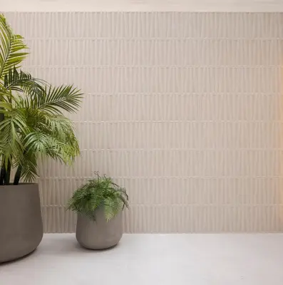 two potted plants are sitting next to a wall at Blanq Ruzafa in Valencia