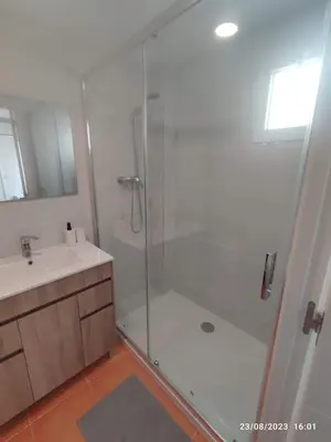 a bathroom with a shower and a sink at Arts & Sciences Rooms - Valencia Authentic Urban Parklife - VLC Urban Rental in Valencia