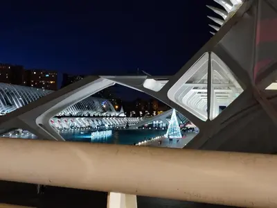 a view of the sydney harbour bridge at night at Arts & Sciences Rooms - Valencia Authentic Urban Parklife - VLC Urban Rental in Valencia