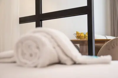 a towel laying on top of a table at Maritim 1 by Concept Flats in Valencia