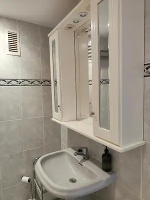 a bathroom with a sink and a medicine cabinet at Mar i piscina Canet playa in Canet de Berenguer