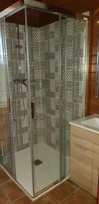 a shower with a glass enclosure in a bathroom at LA TRAMUNTANA CULLERA Playa Marenyet a 300 metros in Valencia