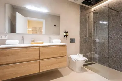 a bathroom with a shower and a sink and a toilet at North Station PEN-SUITES in Valencia