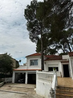 a white house with a tree in front of it at Villa Rosa Rasero in Serratella