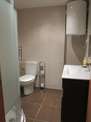 a small bathroom with a toilet and a sink at Apartamentos Abastos in Valencia