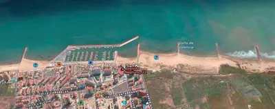 an aerial view of a beach and the ocean at Brisa Marina in Las Canteras