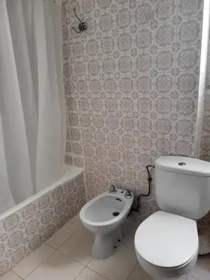 a bathroom with a toilet and a shower and a sink at Virgen de los desamparados in Puerto de Sagunto