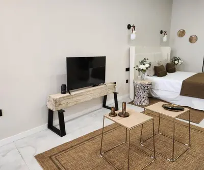 a living room with a tv and a bed at MD Pare Presentat 1 in Valencia