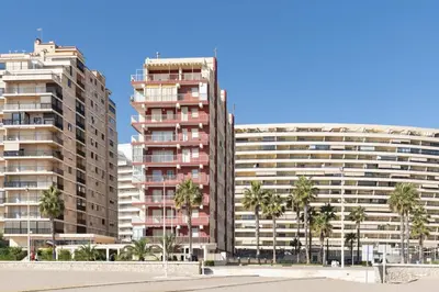 two tall buildings with palm trees in front of them at El Raco, C-9-17 in Cullera