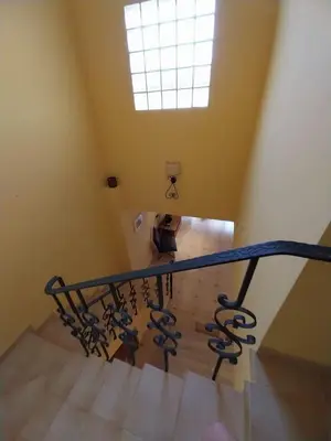 a view of a staircase with a window at Casa Rural Roa in Casinos