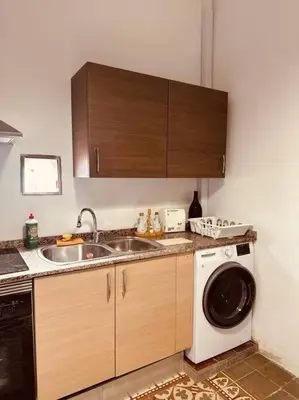 a kitchen with a sink and a washing machine at Apartamento muy céntrico en Valencia junto a Ruzafa in Valencia