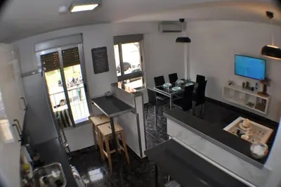 an overhead view of a restaurant with a table and chairs at Spacious, 2 BR/2 BA, 3 Min walk to the beach in Cullera