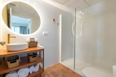 a bathroom with a shower and a sink at Apartamentos Las Ciencias S in Valencia