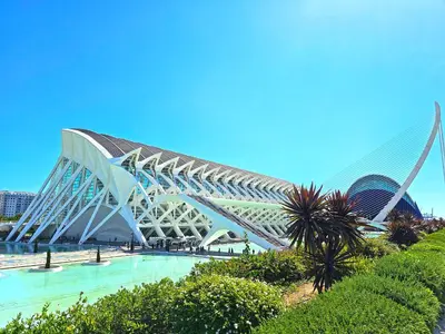 a view of a building with a swimming pool at Apartamentos Las Ciencias C in Valencia