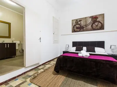 a bedroom with a large bed with a pink blanket at Total Valencia Terrace in Valencia