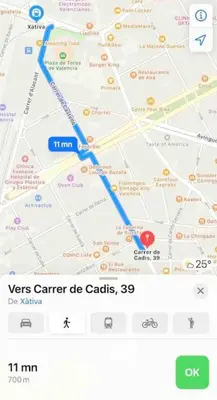 a screenshot of a cell phone with a map at Heart of trendy area of Russafa with lovely terrace ! au coeur de Ruzafa avec belle terrasse ! in Valencia
