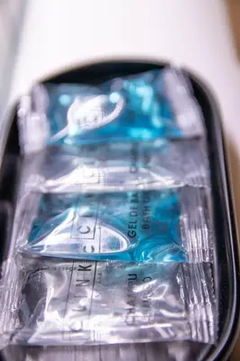 a close up of a plastic container with a toothbrush at Favara Flats by Concept in Valencia