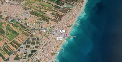 a map of a beach next to the water at Apartment Grao de Moncofar Ref 041 in Moncófar