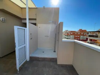 a bathroom with a shower stall on a balcony at Apartment Grao de Moncofar Ref 041 in Moncófar