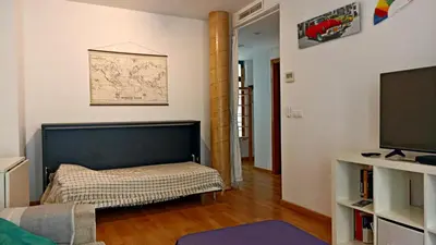 a living room with a couch and a flat screen tv at Piso en el centro in Valencia