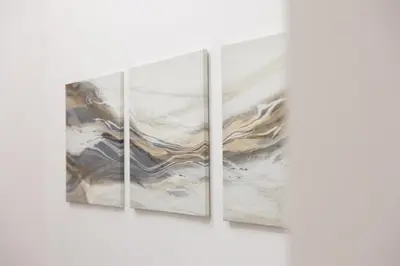 four pieces of art hanging on a wall at Spacious OCEANOGRAFIC Flats Valencia in Valencia