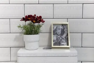a picture and a vase of flowers on a table at RB - Urban loft retreat, comfort & good location in Valencia