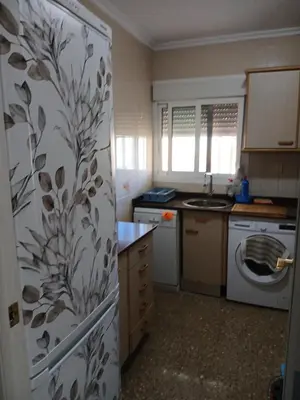 a kitchen with a refrigerator and a washer and dryer at Apartamento tradicional in Canet de Berenguer