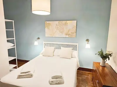 a bedroom with a white bed in a room at Bello apartamento cerca de la Plaza Redonda in Valencia