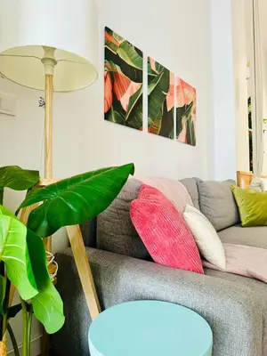 a living room with a couch and a table at Nice & Cozy Flat Close The Beach in Valencia