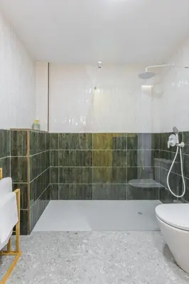 a bathroom with a shower and a toilet and a sink at Green suite by Concept Flats in Valencia