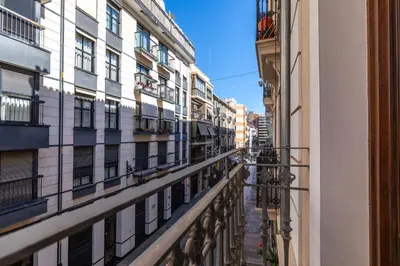 a view of an alley between two buildings at Moontels Plaza de Vannes in Valencia