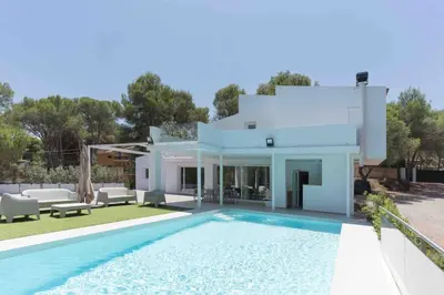 a villa with a swimming pool and a house at Calma Villa. Chalet de lujo, jacuzzi y piscina in Valencia
