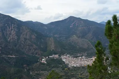 a view of a town in the mountains at La Casa Del Teix in Eslida