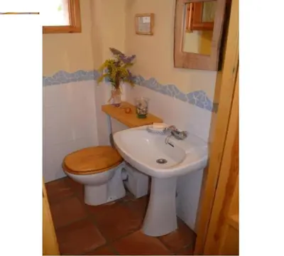 a bathroom with a toilet and a sink at La Casa Del Teix in Eslida