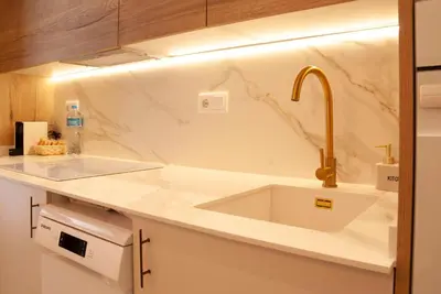 a kitchen with a sink and a counter top at Estudio Bohemio Centro in Valencia