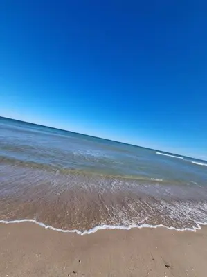 a beach with the ocean and the shoreline at Apartamento en primera línea, Les Palmeretes in Sueca