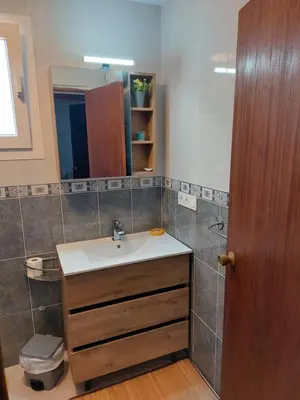 a bathroom with a sink and a mirror at les berreries in Montroy