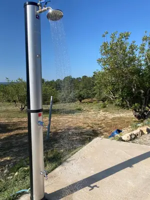 a metal pole with a sprinkler in a field at Casa the Dutchman in Navarrés