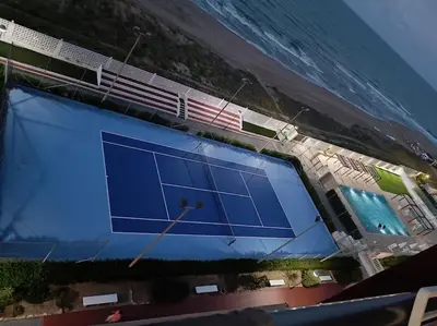an overhead view of a solar panel next to the ocean at Desconexión y Relax in Mareny Blau