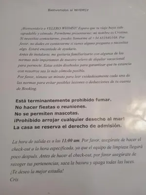 a rejection letter for a document with handwriting on it at Velero Valencia Whimsy in Valencia