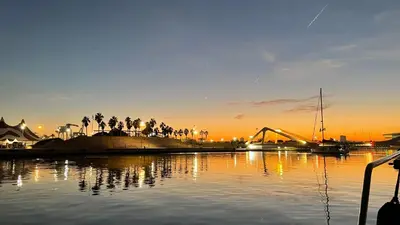 a view of a marina with a boat in the water at Barco Apartamento Playa Valencia in Valencia