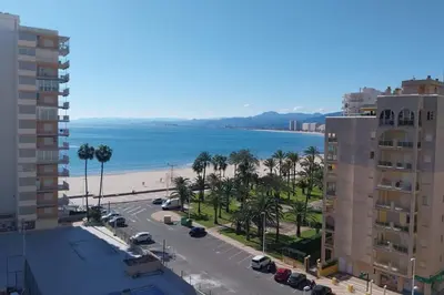 a view of the beach from a building at Piso nuevo y con vistas in Cullera