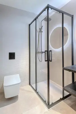 a shower stall with a toilet in a bathroom at Portal de Ruzafa 1 in Valencia