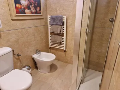 a bathroom with a toilet and a sink and a shower at Style Apartments City Center in Valencia