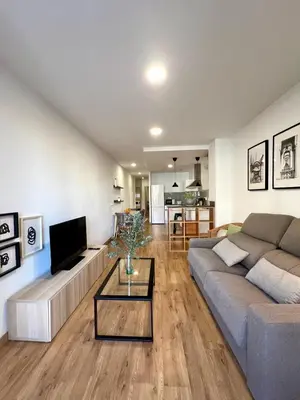 a living room with a couch and a table at Apartamentos de Pradas in Valencia