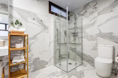 a bathroom with a shower and a toilet at New Apartment 1 ROOM,4 pax,wifi, ACRuzafa market in Valencia