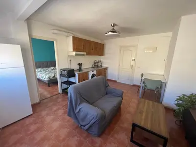a living room with a couch and a table at Valencia nuevo centro in Valencia