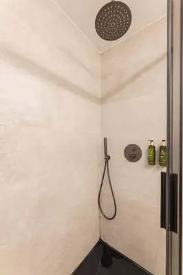 a bathroom with a shower with a shower head at Guastavino by Alma Suites in Valencia